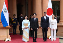 Los príncipes herederos de Japón son recibidos por Peña en palacio presidencial paraguayo